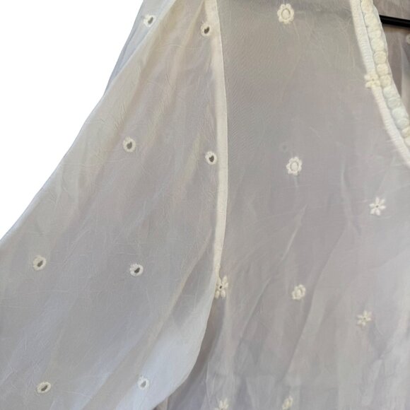 Johnny Was Top Women's Size Small White Blouse Tunic Embroidered Lacework Boho - Picture 7 of 12